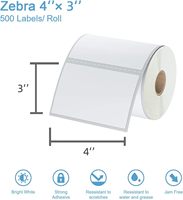 Etiqueta de transferencia térmica directa personalizada, etiqueta de papel sintético autoadhesiva de 4x3 "con línea perforada para envío, embalaje, código de barras