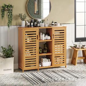 Bamboo <b>Sideboard</b> Multi Tiered Shelf <b>Storage</b> Cabinet Modern Minimalist Design Living Room Furniture - Product Image 4