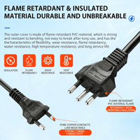 Cable de Alimentación con Certificación INMETRO Brasil NBR 14136 AS/IEC, 2/3 Pines, AC, C5/C13/C7, 15A/20A, 250V, IP53, Personalizado, Venta al Por Mayor para el Hogar