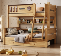 Massives Etagen bett aus Holz mit integriertem Bett Aufbewahrung Massivholz Natur Eiche Holz Farbe auf und ab Etagen bett