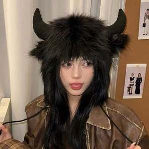 Grand chapeau d'hiver noir en fourrure avec cache-oreilles russes, chaud, pour hommes et femmes, protection auditive, style aviateur avec tête de bœuf - Product Image 4