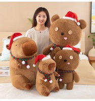 Chapeau de Noël Capybara en Peluche Doux, Poupées en Peluche Capybara de Dessin Animé, Adorables Cadeaux Ours pour Enfants et Adultes, Vente en Gros