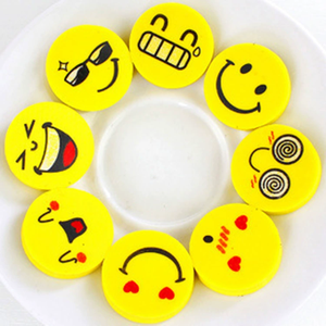 Logo personnalisé imprimé drôle mixte jaune pour visage souriant rond TPR <span class=keywords><strong>crayon</strong></span> gomme promotionnel rond sourire gomme - Product Image 2