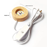 Support de boule de cristal sur base ronde en bois avec éclairage LED, lampe de nuit décorative en verre et résine