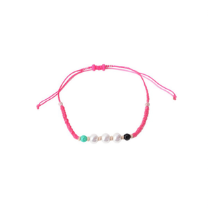 Pulsera de tres perlas de imitación redondas, pulsera con cuentas rosas para mujeres y niñas, regalo de joyería - Product Image 4