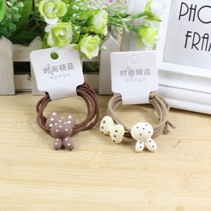 Élastiques à cheveux motif lapin de dessin animé couleur thé au lait, haute élasticité, lot de 2, pour usage quotidien - Product Image 1