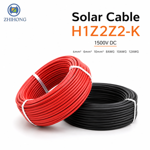 <span class=keywords><strong>Cable</strong></span> de Cobre para Energía Solar Fotovoltaica de <span class=keywords><strong>4</strong></span> <span class=keywords><strong>mm</strong></span>, 6 <span class=keywords><strong>mm</strong></span>, 8 AWG, 10 AWG, 12 AWG, 1500 V CC H1Z2Z2-K para Central Eléctrica - Product Image 1