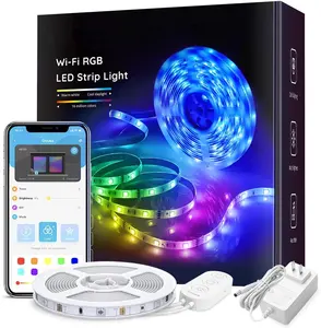 Tira de luces LED RGB 5050 3528, 12 V, 24 V, IR/WIFI/Sensor de música, control remoto inteligente, flexible, resistente al agua