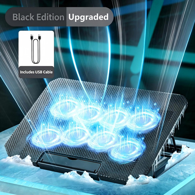 Laptop Cooler Tablet Stand Folding Lifting Air-Cooled Double/Eight Fans Adjustable Wind Speed Laptop Cooling Pad for 17inch