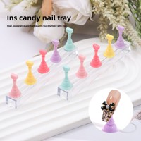 Support magnétique de présentation pour faux ongles, format mini, portable, base rectangulaire couleur macaron, pour la pratique du nail art