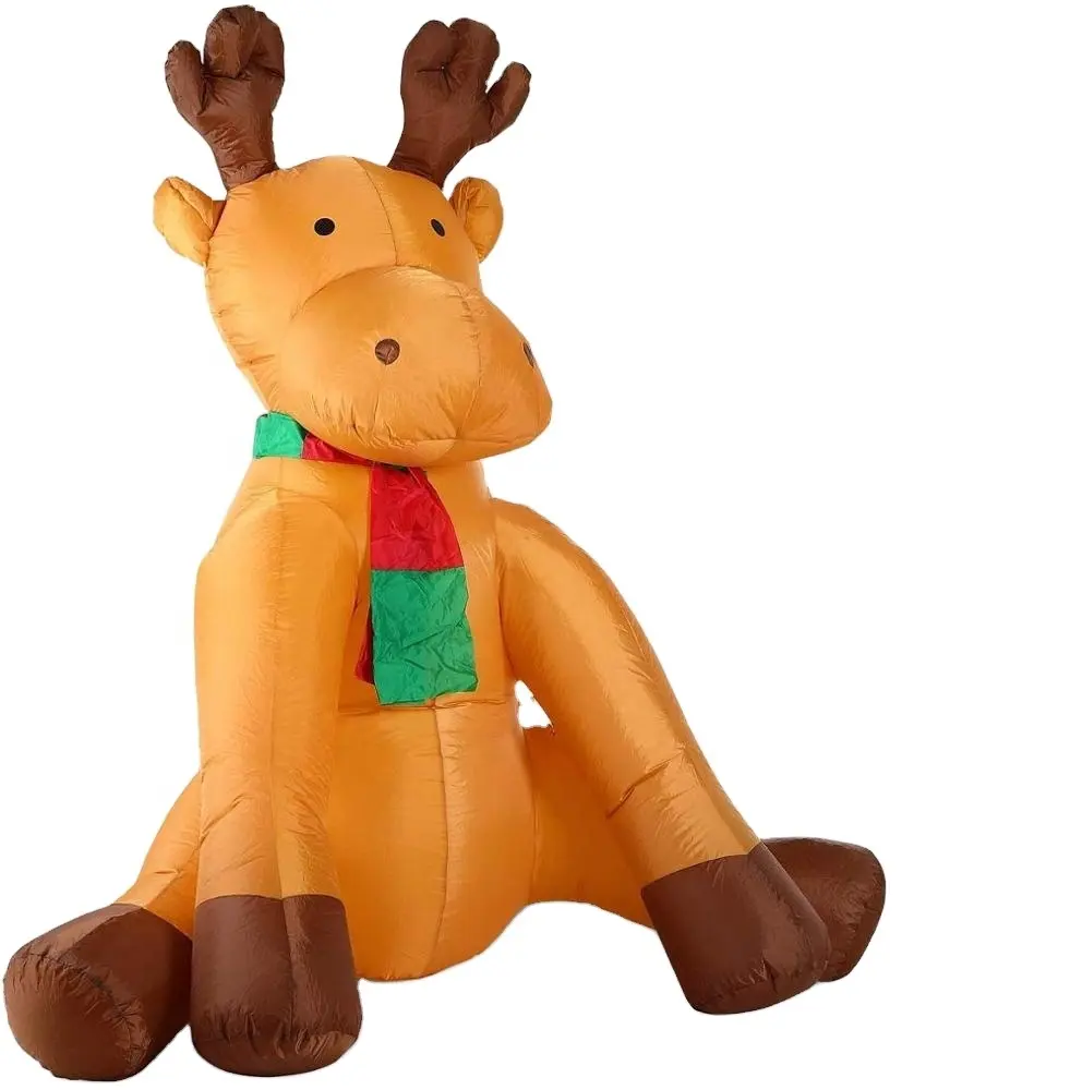 गर्म बिक्री एलईडी प्रकाश के साथ 180cm एनिमेटेड Inflatable क्रिसमस बैठे हिरन छुट्टी सजावट