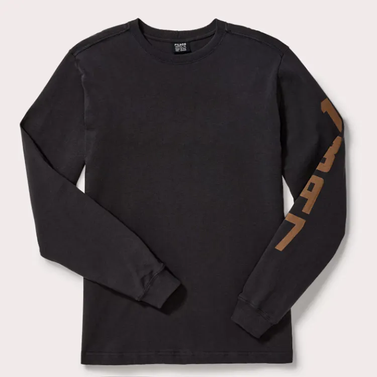 Hersteller Großhandel Mode Stil Kleidung Druck Männer Langarm Plain Schwarz T Shirt Für Männer