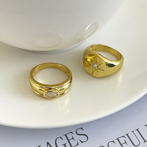 Non Tarnish Dainty Chunky Thick 18k <strong>Gold</strong> Plated <strong>Ring</strong> Cubic Zirconia <strong>Thumb</strong> <strong>Rings</strong> for Women and Men - Product Image 5