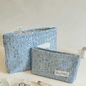 Nuova borsa di moda <span class=keywords><strong>accessori</strong></span> da <span class=keywords><strong>viaggio</strong></span> da <span class=keywords><strong>donna</strong></span> borsa cosmetica con cerniera da toilette Mini marsupio con paillettes borsa per trucco cosmetico - Product Image 4