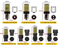 Feux arrière LED Falconsight T20 à haute luminosité avec puces 3014, clignotants T15, feux de recul W16W, clignotants scintillants, rouge ambre
