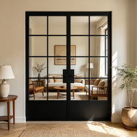 Portes de sécurité en acier à double vitrage, profil mince, cadre étroit, style minimaliste, anti-effraction, pour usage extérieur en villas et hôtels (vente en gros)