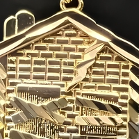 Collier pendentif Hip Hop Trap House en acier inoxydable plaqué or 14K avec chaîne torsadée et breloque maison, bijoux pour hommes, vente en gros