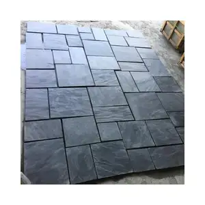 SHIHUI Wholesale Natural Driveway Black Jiangxi Slate French Pattern Culture Paving Paver Stone Tile For Garden Floor Decoration