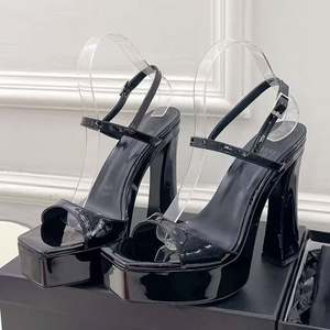 Designer <b>Women's</b> Shoes Chunky Heeled <b>Sandals</b> Fashion Open Square Toe Sexy Heeled <b>Sandals</b> <b>Women</b> Dress Shoes Ankle <b>Strap</b> Pumps - Product Image 1