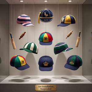 Casquettes de cricket personnalisées amples en <span class=keywords><strong>laine</strong></span> ou polyester <span class=keywords><strong>acrylique</strong></span> avec logo brodé, casquette de cricket amples à 8 panneaux - Product Image 6