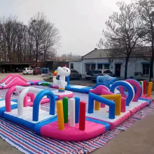 Videur gonflable de tour de parc d'attractions pour des enfants commerciaux avec le château plein d'entrain combiné d'eau de glissière videur gonflable - Product Image 5