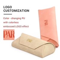 Etui à lunettes portable avec chiffon de nettoyage Changement de couleur Style Pu Ins Lunettes de soleil anti-pression et porte-lunettes