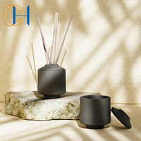 C & H Ensemble de pots de diffuseur de bougies en ciment en forme de yourte mongole décorative
