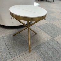 Table basse ronde moderne avec plateau en marbre et structure en acier inoxydable, hauteur réglable, pour salon, usage domestique