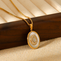 Collier pendentif H&C Fashion en pierre naturelle et zircon cubique, style vintage, en acier inoxydable plaqué or 18 carats, étanche, bijoux pour femmes