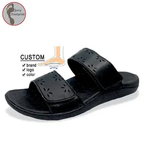 CUSTOM PU Leather Vel-cro Strap Plantar Fasciitis Arch Support Sandals