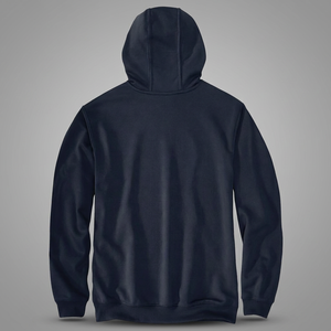 Men's <b>Navy</b> Blue Hooded <b>Sweatshirt</b> Regular Fit Solid Color Casual Long Sleeve French Terry Knitted Hoodie Autumn Wear - Product Image 4