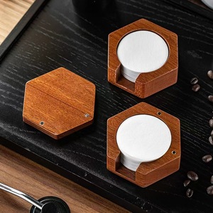 Wooden Coffee Filter <b>Paper</b> Storage Box Hexagonal Natural Wood Color <b>Kitchen</b> Organizer Space Saving - Product Image 2