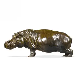 Moderne Outdoor Tuin Decoratie Grote Metalen Animal Hippo Gegoten Brons Standbeeld Sculptuur NTBA-495Y