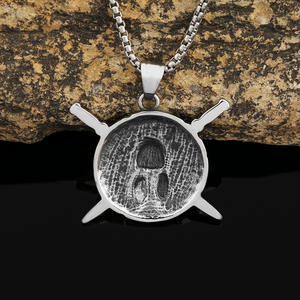 Kalung pria baja tahan karat gaya Retro Eropa kalung prajurit Sparta satu sisi liontin liontin mode - Product Image 3