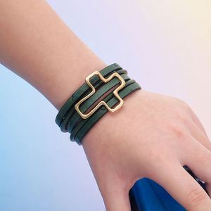 Multi-layer <b>Leather</b> <b>Bracelet</b> Verified Manufacturer Wholesalers Mirror Polished Finish Holiday Gift for Women Lustrous Metal - Product Image 4