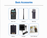 Talkie-walkie Baofeng, portée 5 km, batterie 1500 mAh, double bande, radio bidirectionnelle portable, interphone pour le camping et les chantiers de construction