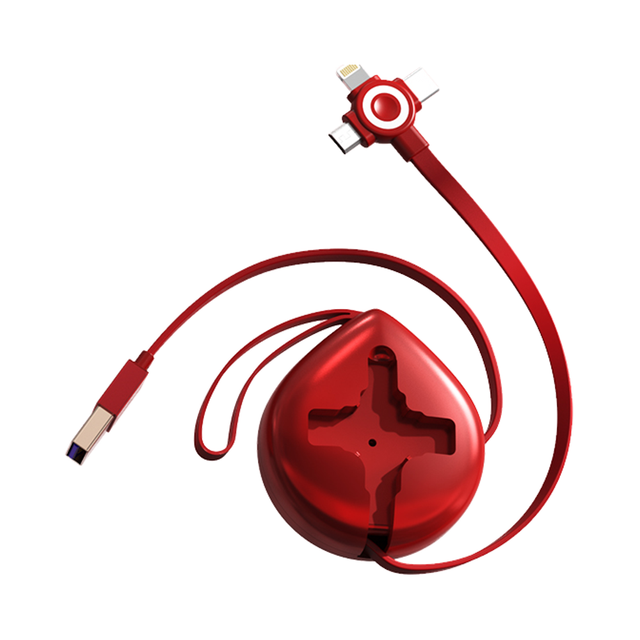 Retractable 3A High Speed Data Cable for Iphone 3 in 1 Multi-function Charging Cable Usb C Cable With Phone Holder Drop Shape