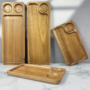 Acacia Wood <b>Small</b> <b>Tray</b> Rectangular Dessert Plate With Cup Holder For Restaurant Hotel Serving - Product Image 3