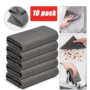 Paquete de 10 paños de limpieza grises de microfibra, reutilizables, para uso en seco y húmedo, para el hogar, la oficina y el cuidado del automóvil, precio al por mayor. - Product Image 6