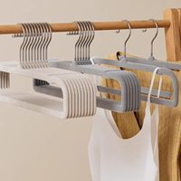 Cintres pour pantalons en velours 50pcs cintres pour pantalons floqués robustes barre antidérapante 35cm crochet pivotant en acier inoxydable cintres en feutre mince