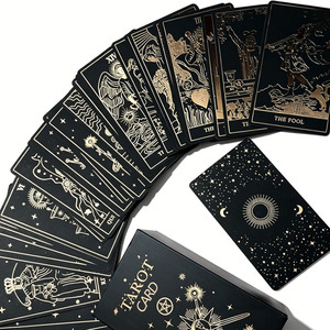Coffret cadeau de cartes de tarot originales <span class=keywords><strong>pour</strong></span> débutants, 78 cartes de tarot avec surface en feuille d'or et guide d'instructions - Product Image 1