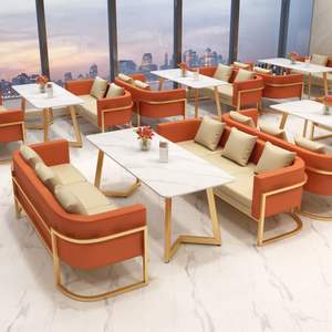 Conjunto de Sofás en Forma de L para Restaurante, Estructura Metálica, Espuma de Alta Densidad, Asientos Resistentes para Cafés, Bares y Salones - Product Image 2