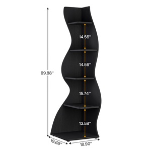 Mensola angolare, moderna libreria ad angolo a 5 livelli, elegante scaffale ad angolo per libreria con forma unica per l'home Office - Product Image 6