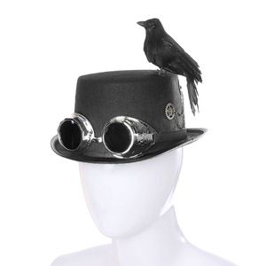 Sombrero Steampunk Vintage Negro con Diseño <span class=keywords><strong>de</strong></span> Cuervo, Estilo Gótico, para Hombre y <span class=keywords><strong>Mujer</strong></span>, Disfraz <span class=keywords><strong>de</strong></span> Halloween - Product Image 2