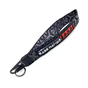 Yyx tùy chỉnh Móc Khóa Carabiner Jacquard Logo Key tag Keychain dệt dây đeo chìa khóa tay dây đeo cổ tay dây móc chìa khóa