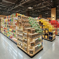 Étagère métallique de supermarché, présentoir gondole personnalisé, étagères gondole courtes noires, rayonnages double face