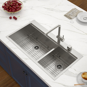 Évier <span class=keywords><strong>double</strong></span> sous plan en acier inoxydable 304, évier de cuisine 40/60 - Product Image 5