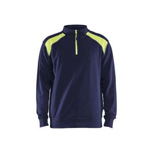 BLAKLADER - 335311588933XS Sudadera de 2 tonos con media cremallera Azul marino/Amarillo-EAN 7330509597149 WORK HOODIES - Product Image 1