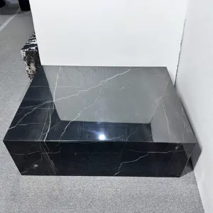 Modern Home Decor Black Marble Box Coffee Table Marble For Dining Room Simple Design Indoor Use Polished Honed Surface Finish