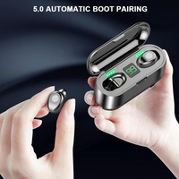 Earbuds TWS Nirkabel Berkualitas Tinggi 2024 Bt5.0 Tak Terlihat F9 Dengan Power Bank 2000mah